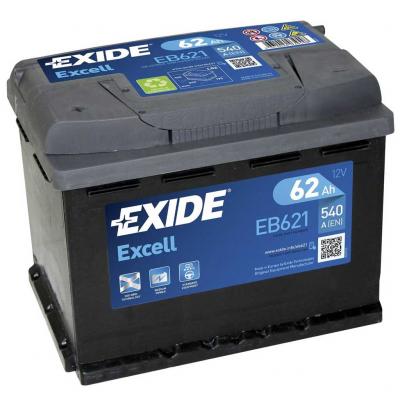 Exide Excell EB621 akkumultor, 12V 62Ah 540A B+ EU, magas